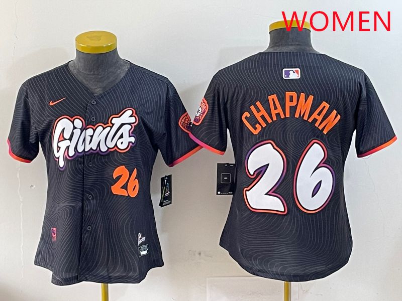 Women San Francisco Giants #26 Chapman Black Joint Name Nike 2025 MLB Jersey style 5->women mlb jersey->Women Jersey